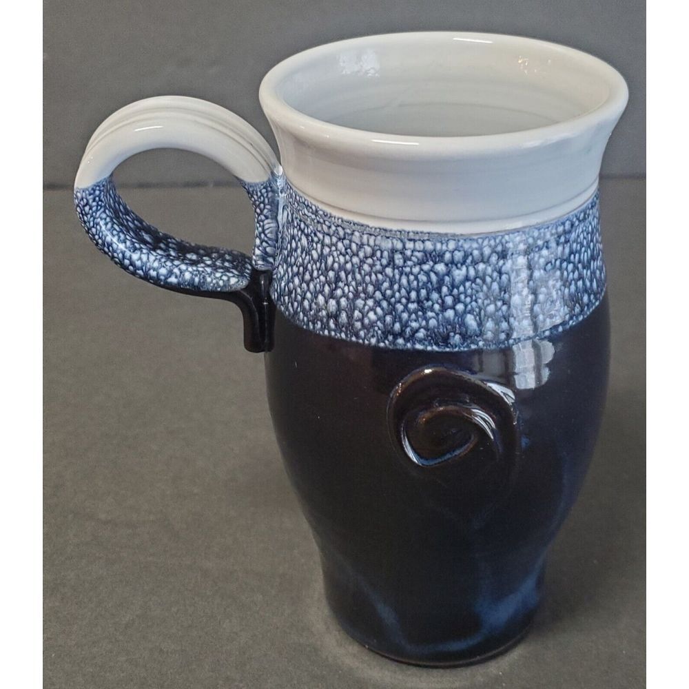 Artisan Mug Coffee Mug Pottery Stoneware Navy/Grey Speckle Glaze Swirls/Drips